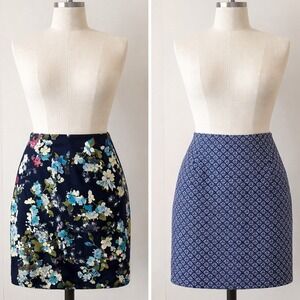 2pk J. Jill Ponte Pencil Skirt Bundle Womens Small Petite Floral Geometric Blue